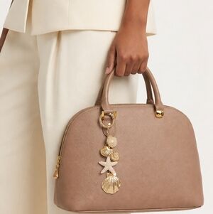 Gold Beach Themed Bag Charm with Sea Shells